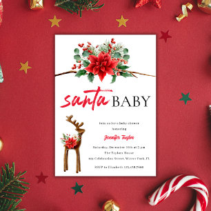 White Red Santa Baby Weihnachtsgeschenk Baby Dusch Einladung
