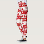 White & Red Santa Face and Snowman Pattern Full Leggings (Links)