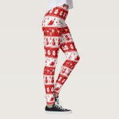 White & Red Santa Face and Snowman Pattern Full Leggings (Rechts)