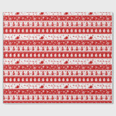 White & Red Santa Face und Snowman Pattern Geschenkpapier (Flach)