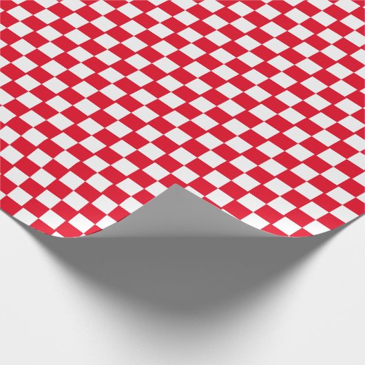 White & [Red] Schachbrett Small Checkerboard Schac Geschenkpapier (Ecke)