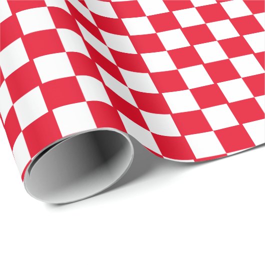 White & [Red] Schachbrett Small Checkerboard Schac Geschenkpapier (Rolleneckpunkt)