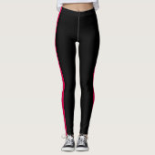 White Red Side Stripe Black Leggings Custom Colors (Vorderseite)