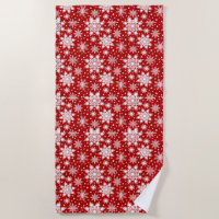 White & Red Snowflake Seamless Muster