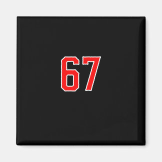 White Red Sports Team Number #67 Swea Magnet