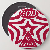 White & Red Star "God Is Love"  High-Contrast Star Button (Vorne & Hinten)