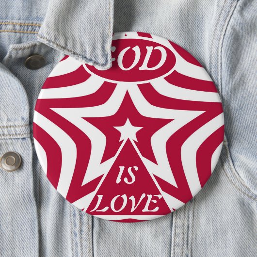 White & Red Star "God Is Love"  High-Contrast Star Button (Beispiel)