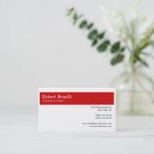 White Red Strip Modern Consultant Business Card Visitenkarte (Stehend Vorderseite)