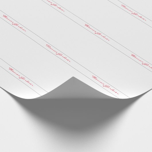 White Red Trendy Handwriting Schlicht Creative Mod Geschenkpapier (Ecke)