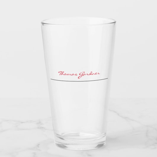 White Red Trendy Handwriting Schlicht Creative Mod Glas (Vorderseite)