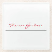 White Red Trendy Handwriting Schlicht Creative Mod Glasuntersetzer (Vorderseite)