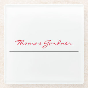 White Red Trendy Handwriting Schlicht Creative Mod Glasuntersetzer