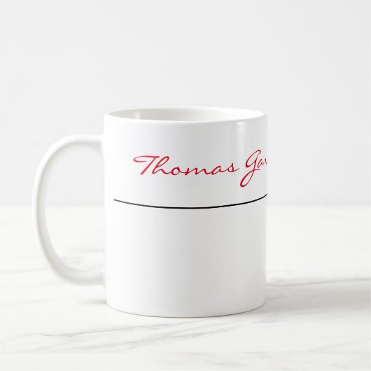 White Red Trendy Handwriting Schlicht Creative Mod Kaffeetasse (Links)