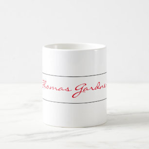 White Red Trendy Handwriting Schlicht Creative Mod Kaffeetasse
