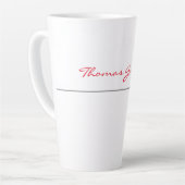 White Red Trendy Handwriting Schlicht Creative Mod Milchtasse (Linke Ecke)