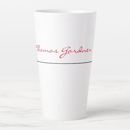 White Red Trendy Handwriting Schlicht Creative Mod Milchtasse (Vorderseite)