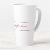 White Red Trendy Handwriting Schlicht Creative Mod Milchtasse (Rechte Ecke)