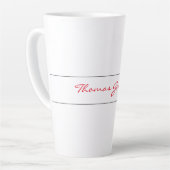 White Red Trendy Handwriting Schlicht Creative Mod Milchtasse (Linke Ecke)