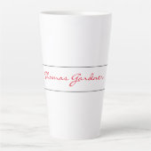 White Red Trendy Handwriting Schlicht Creative Mod Milchtasse (Vorderseite)