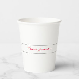 White Red Trendy Handwriting Schlicht Creative Mod Pappbecher