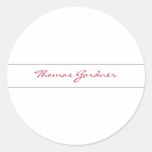 White Red Trendy Handwriting Schlicht Creative Mod Runder Aufkleber (Vorderseite)