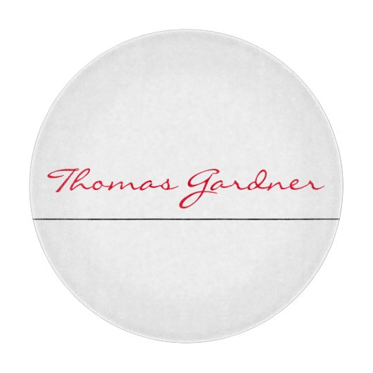 White Red Trendy Handwriting Schlicht Creative Mod Schneidebrett (Vorderseite)