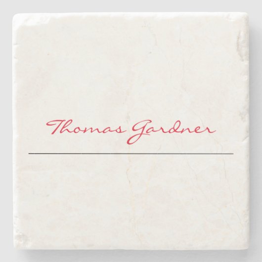 White Red Trendy Handwriting Schlicht Creative Mod Steinuntersetzer (Vorderseite)