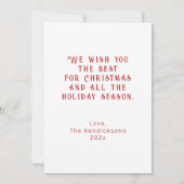 White Red Vintag Rocking Horse Weihnachtskarte Karte (Rückseite)