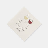White Red Wine Glass Cheers Wedding Verlobung Serviette (Ecke)