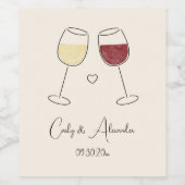 White Red Wine Glass Cheers Wedding Verlobung Weinetikett (Einzelnes Label)