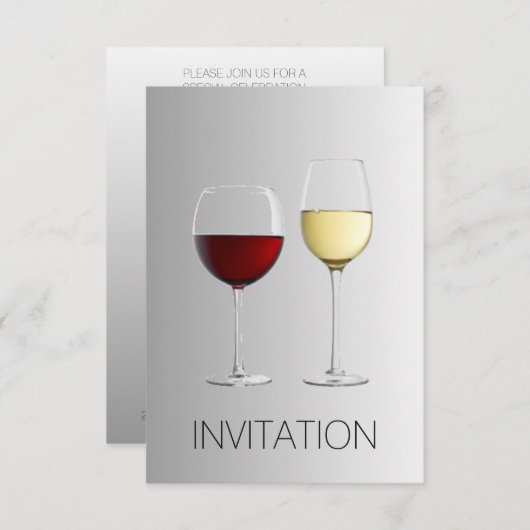 White Red Wine Glass Club Party Einladung (Vorne/Hinten)