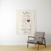 White Red Wine Glass Wedding Welcome Wandteppich (Beispiel)