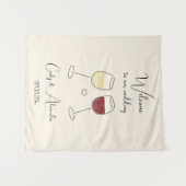 White Red Wine Glass Wedding Welcome Wandteppich (Vorderseite (Horizontal))
