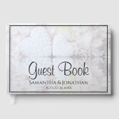White Reflection Peonies & Hearts Elegante Hochzei Gästebuch (Vorderseite)