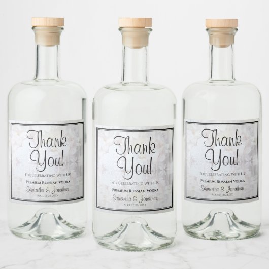 White Reflections Vielen Dank für Ihre Hochzeit Alkoholflaschenetikett (Flaschen)