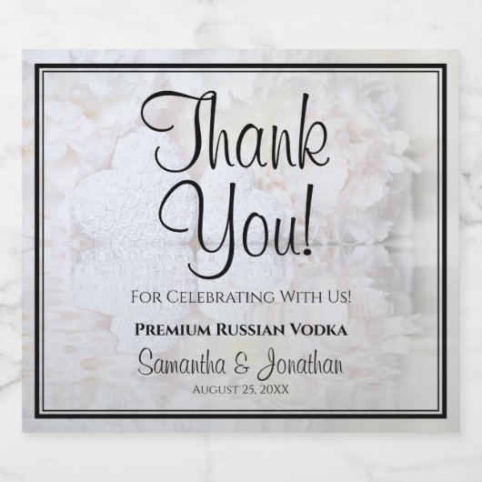 White Reflections Vielen Dank für Ihre Hochzeit Alkoholflaschenetikett (Einzelnes Label)