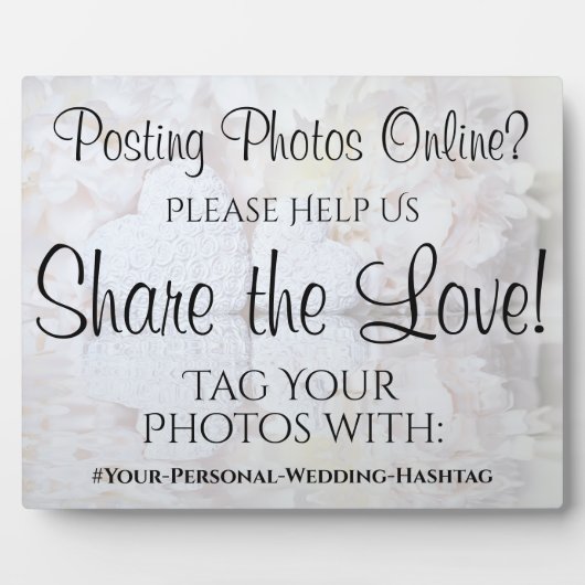 White Reflections Wedding Foto Share Hashtag Sign Fotoplatte (Vorderseite)