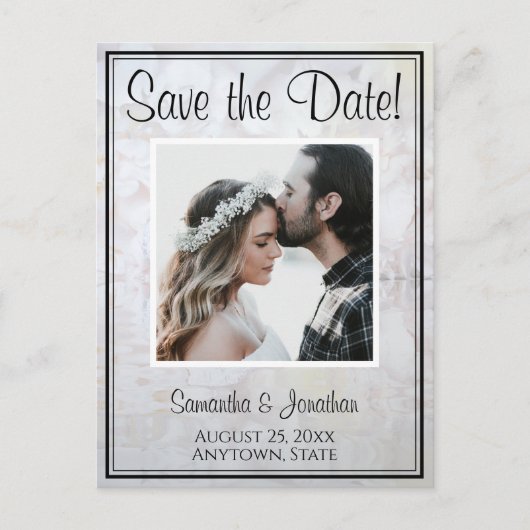 White Reflections Wedding Save the Date Postcard Postkarte (Vorderseite)