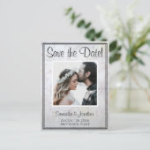 White Reflections Wedding Save the Date Postcard Postkarte (Stehend Vorderseite)