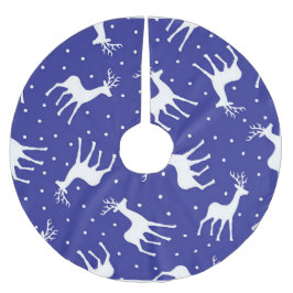 White Reindeer Christmas Polyester Weihnachtsbaumdecke