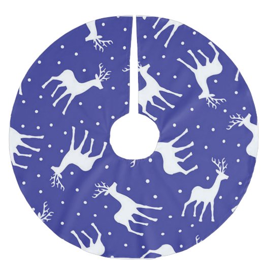 White Reindeer Christmas Polyester Weihnachtsbaumdecke (Vorderseite)