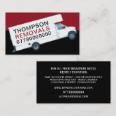 White Removal Van, Removal Company Visitenkarte (Vorne/Hinten)