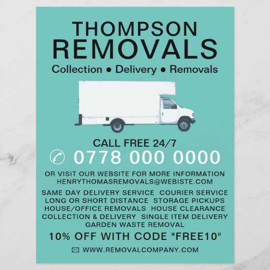 White Removal Van, Umzugsfirmenwerbung Flyer (Vorne)