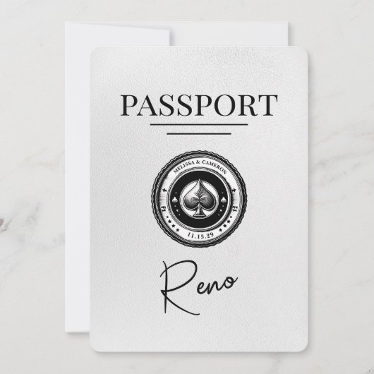 White Reno Passport Save the Date (Vorderseite)