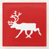 White Rentier/Kariou-Silhouette Glasuntersetzer (Vorderseite)