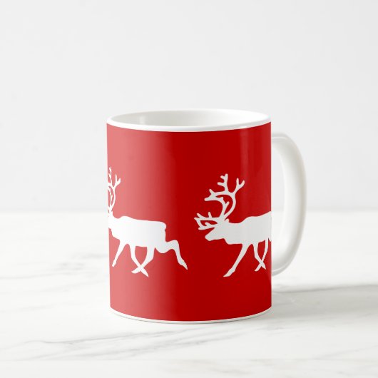 White Rentier/Kariou-Silhouette Kaffeetasse (VorderseiteRechts)