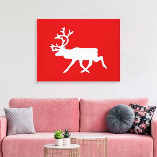 White Rentier/Kariou-Silhouette Leinwanddruck (Insitu (Wohnzimmer))