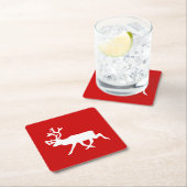 White Rentier/Kariou-Silhouette Rechteckiger Pappuntersetzer (Vor Ort)