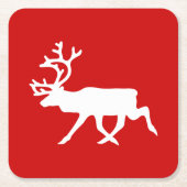 White Rentier/Kariou-Silhouette Rechteckiger Pappuntersetzer (Vorderseite)