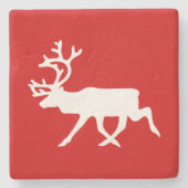 White Rentier/Kariou-Silhouette Steinuntersetzer (Vorderseite)